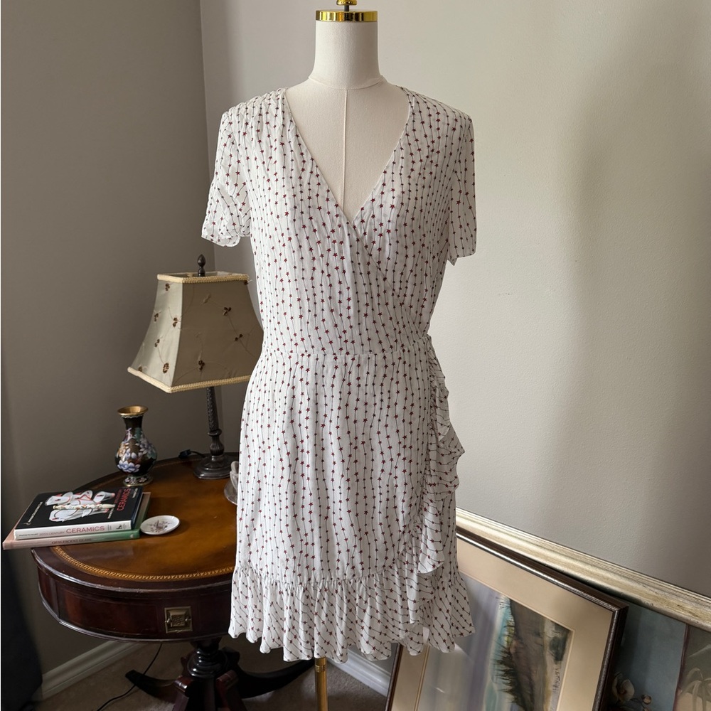 La Ligne Star Print Ruffle Wrap Dress Medium Made in USA